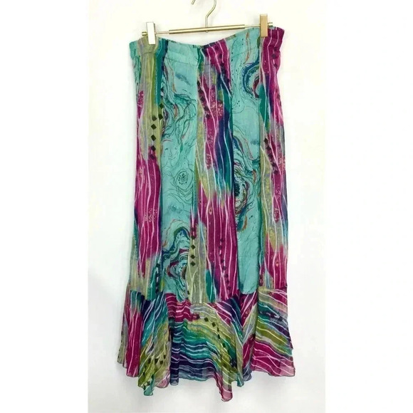 Anu Womens Multicolor Abstract Ruffle Skirt Size Small - Picture 1 of 8